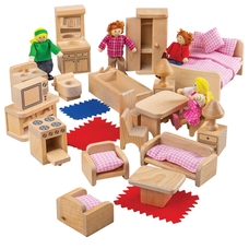BIGJIGS Toys Doll Family and Furniture - 26 Pieces